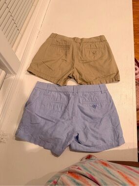 J. Crew Khaki and Light Blue Cotton Chino Shorts Duo